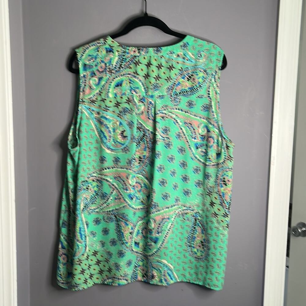 Collective Concepts Green Pink Paisley Print Sleeveless Tunic Plus 2X - Picture 5 of 7